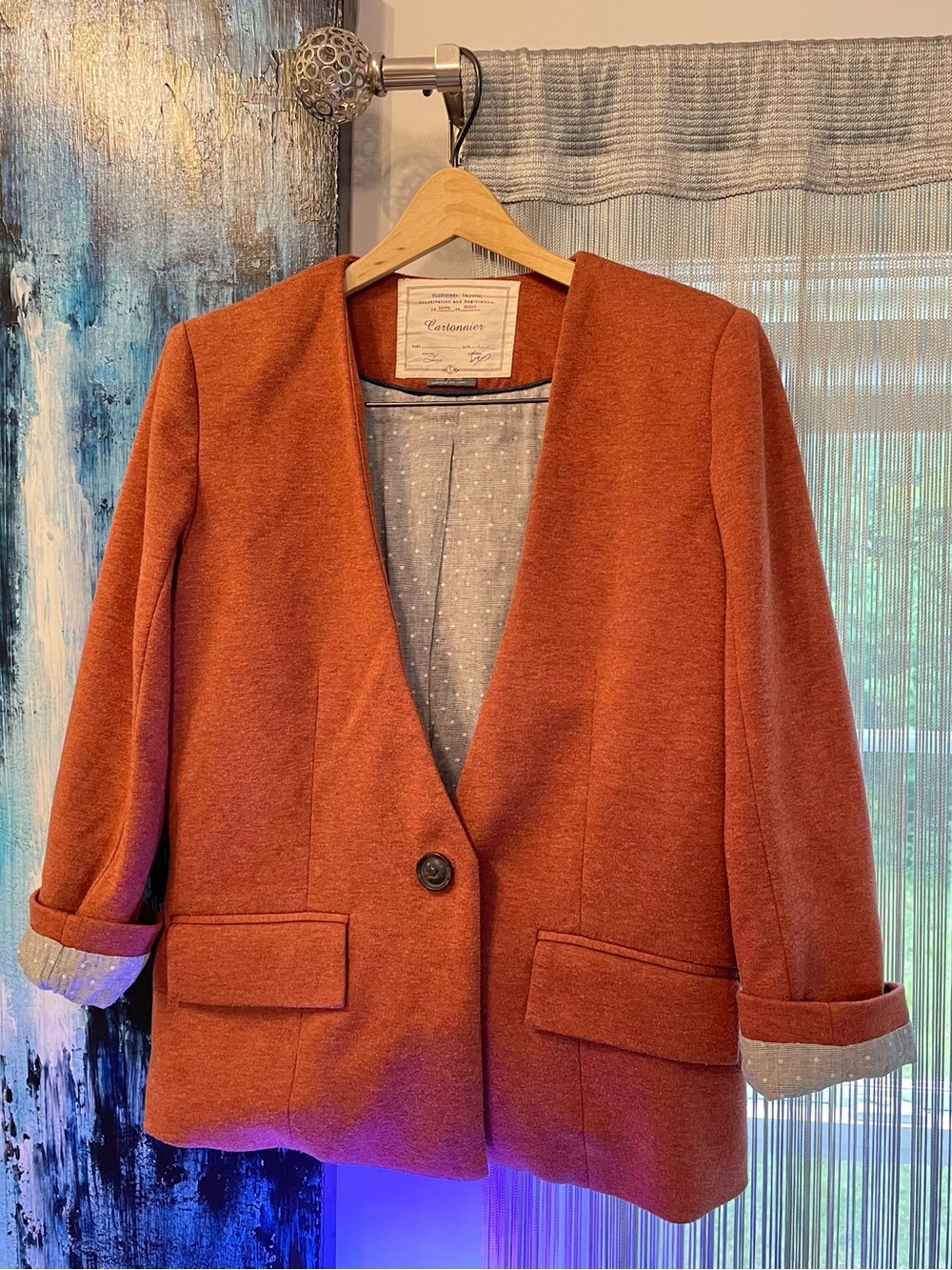 Cartonnier Rust-Orange Single-Button Blazer
